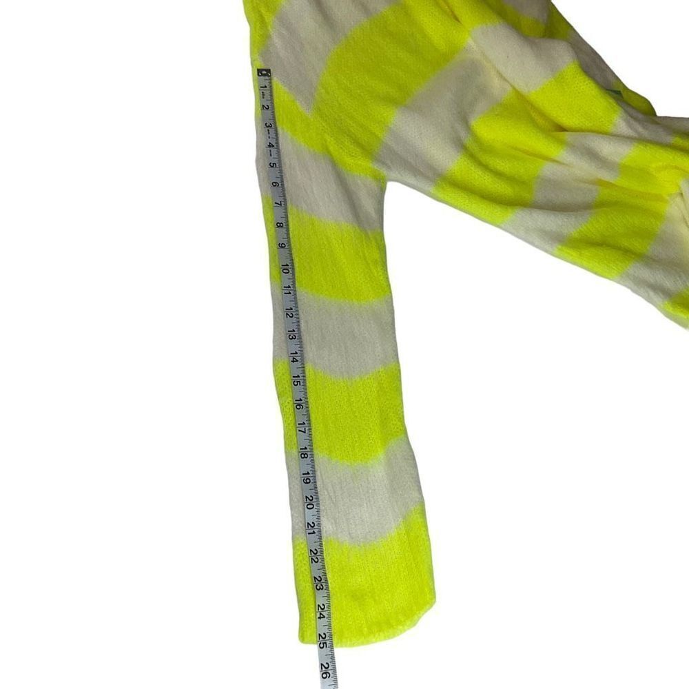 Abound Sweater Tunic Crew Neck Lime Green Cream Fuzzy Long Sleeve Medium - Picture 10 of 12